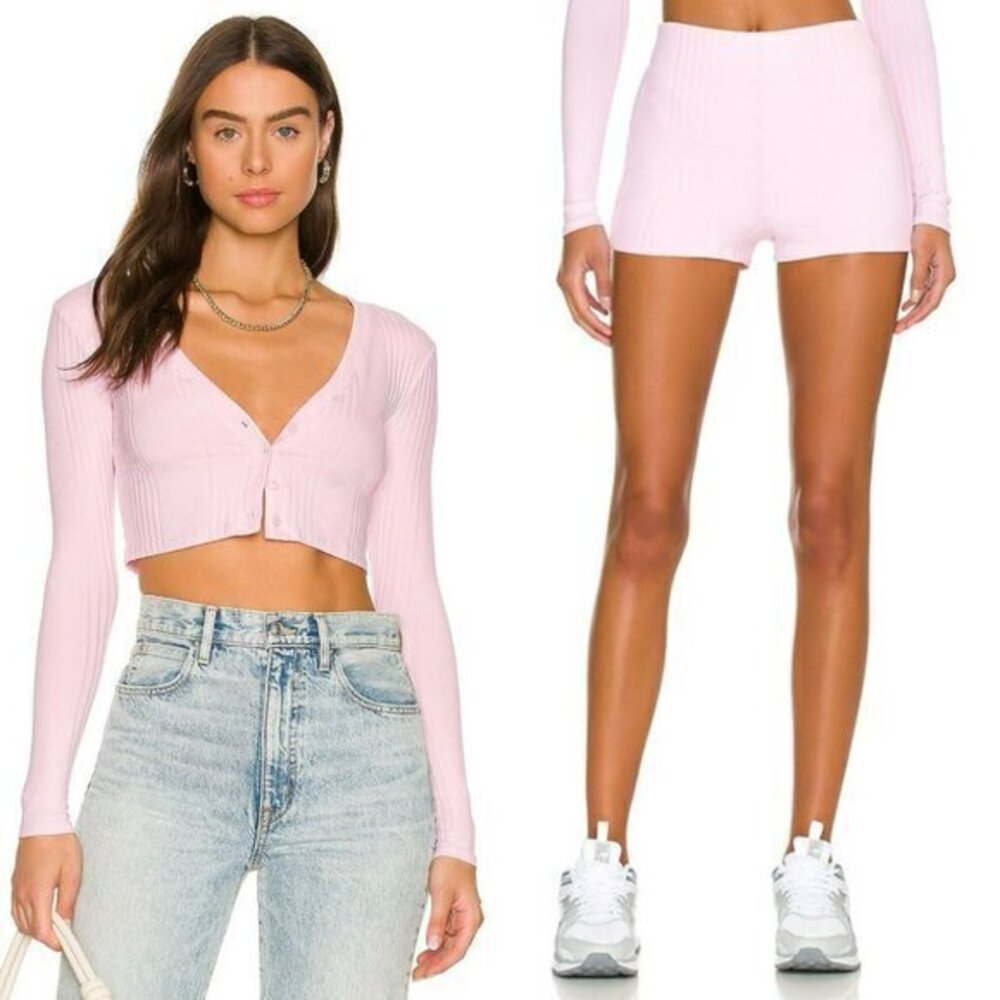 Lovers and Friends Nicola Cropped Cardigan and Short - Pink